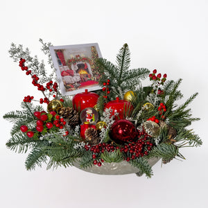 Red Candle Christmas Centrepiece