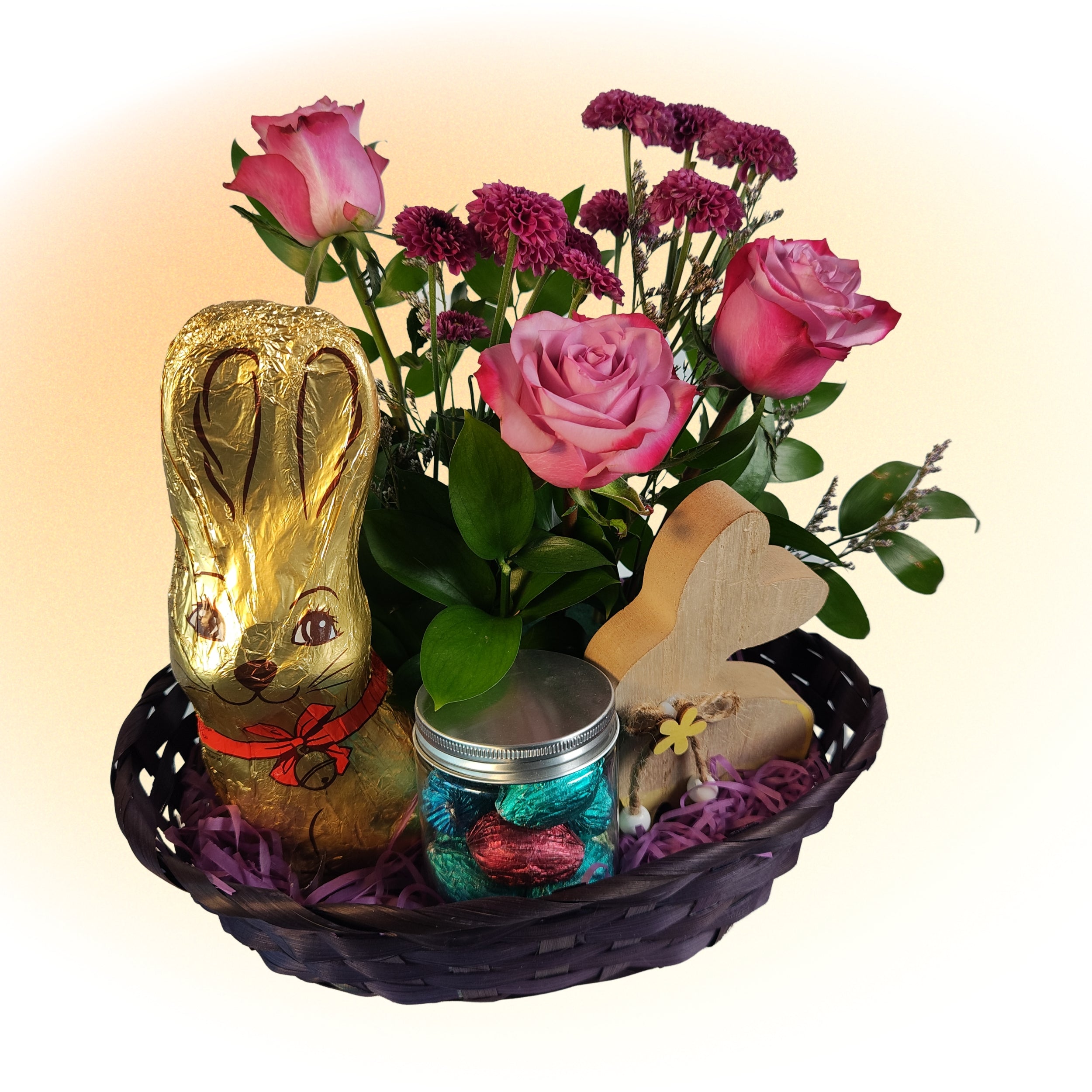 Pink Roses Easter Basket