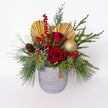 Festive Red Roses & Gold Accent Arrangement
