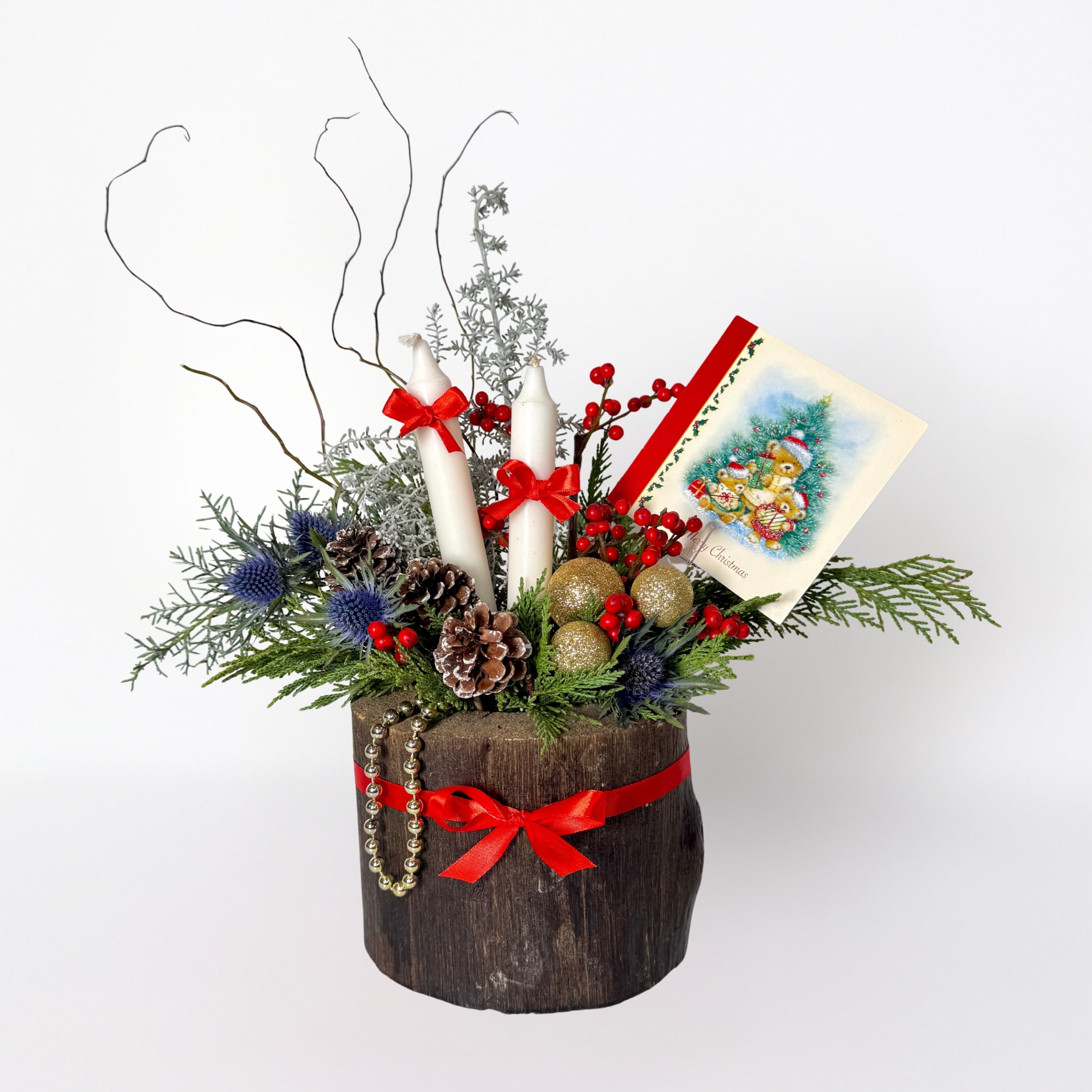 Rustic Christmas Candle Arrangement
