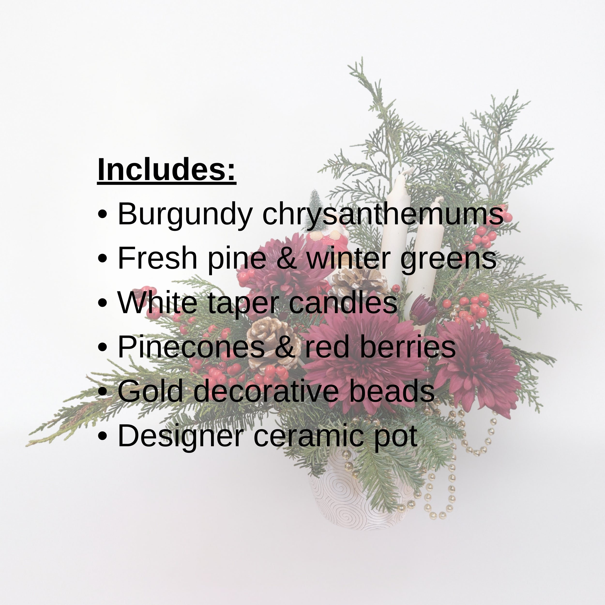 Burgundy Winter Candle Arrangement