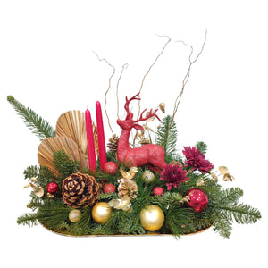 Luxury Reindeer & Red Candle Festive