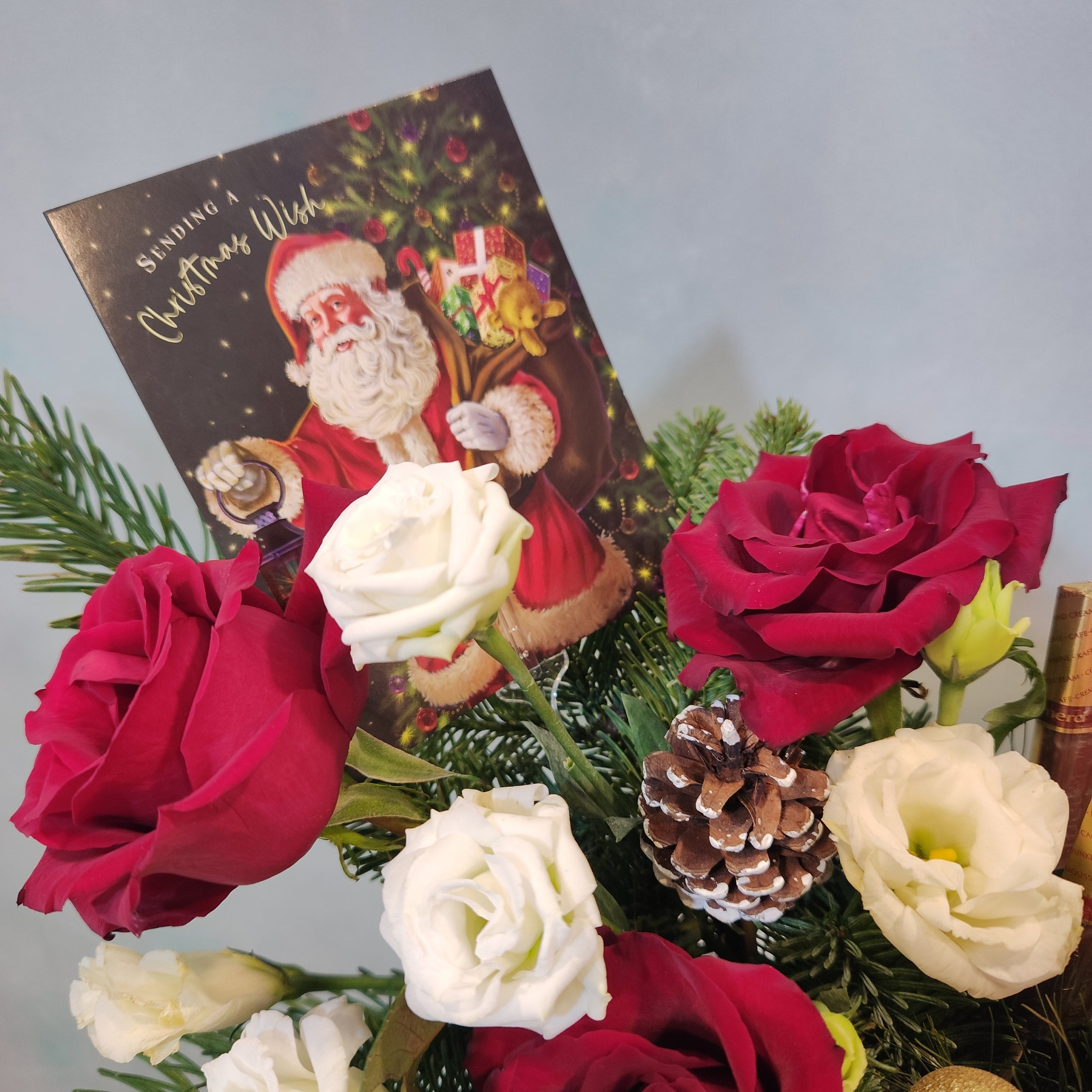 Festive Roses & Lisianthus  Christmas Bowl