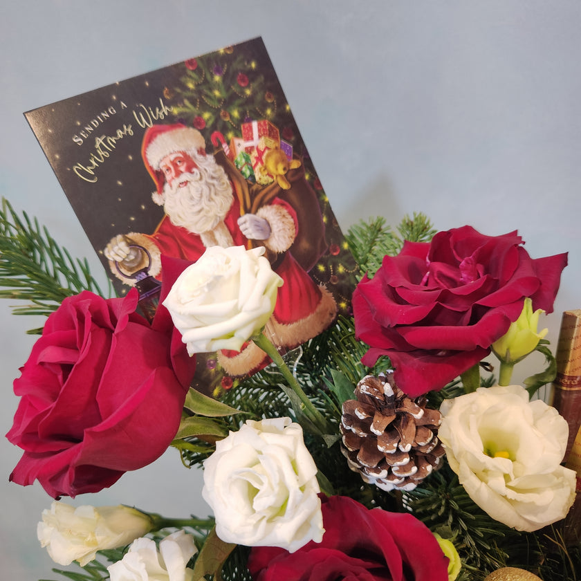 Festive Roses & Lisianthus  Christmas Bowl