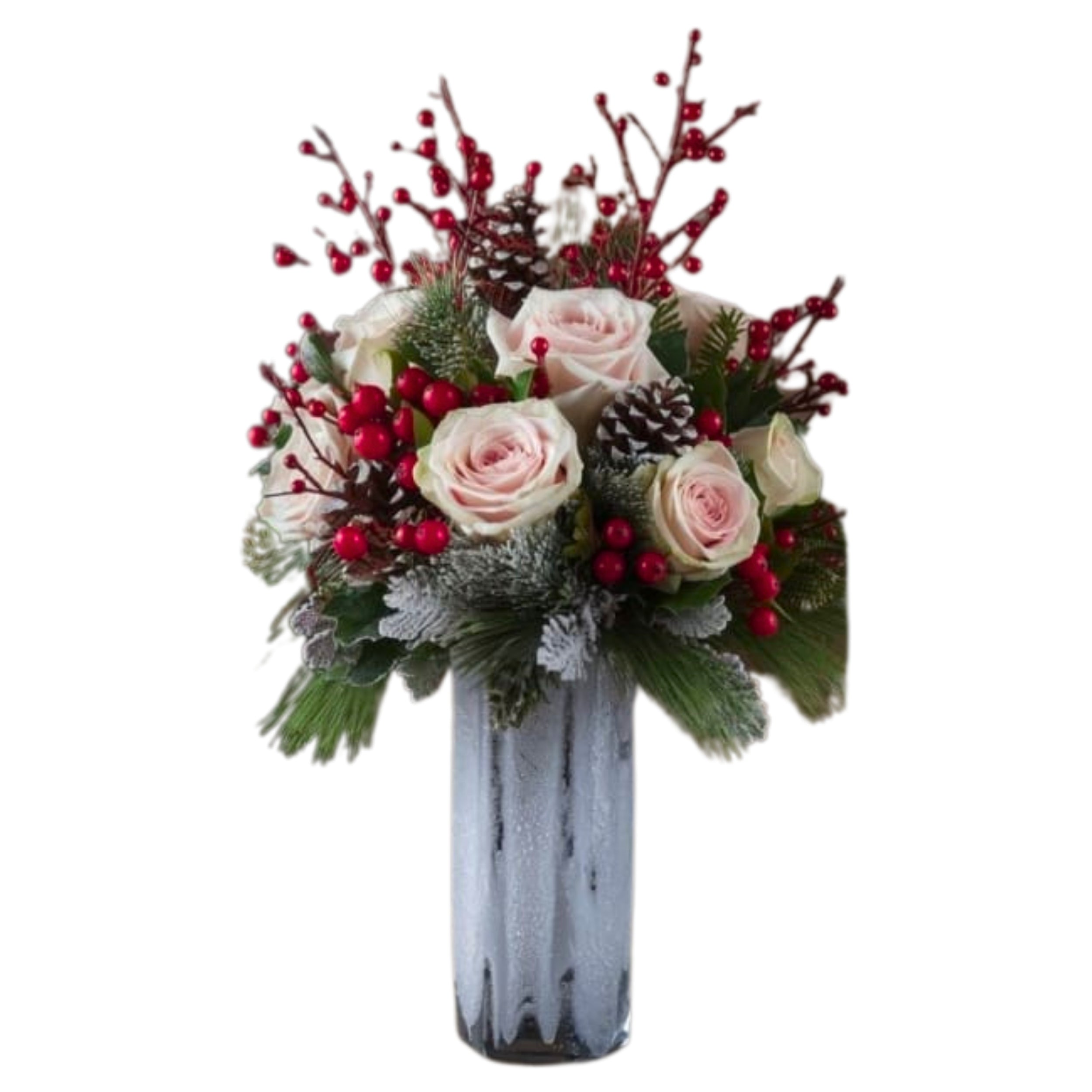 Winter Rose & Berry Vase