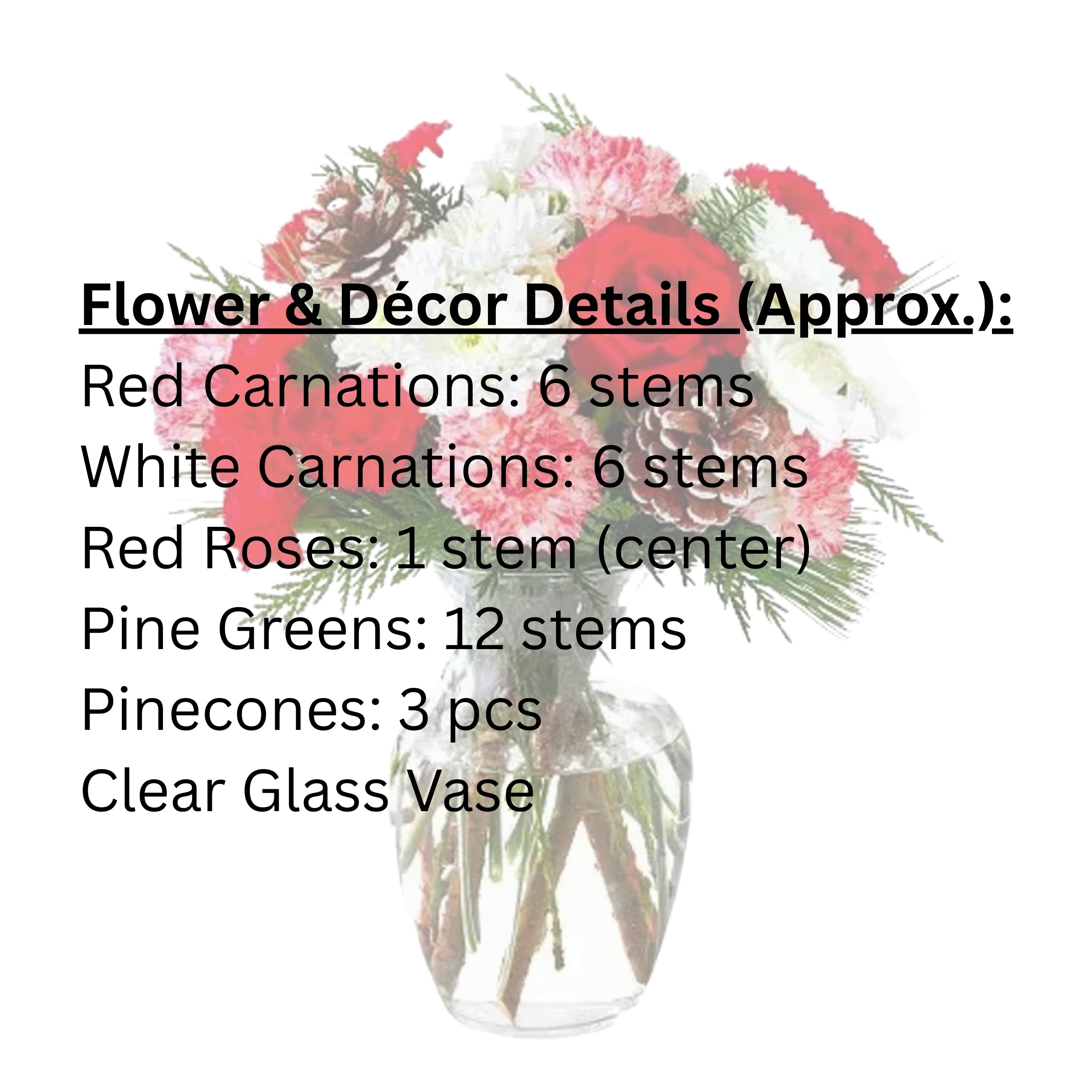 Red & White Carnation Christmas Vase