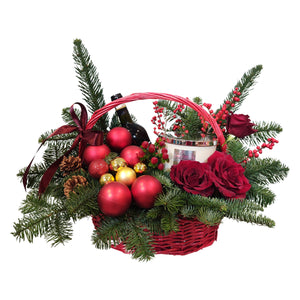 Classic Red Basket with  snow Candle Gift