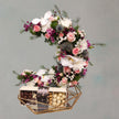 FLORAL CRESCENT ON GOLDEN TRAY