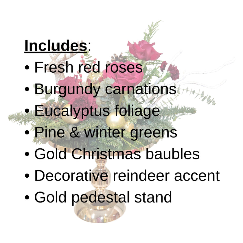 Royal Gold Pedestal  Christmas Arrangement