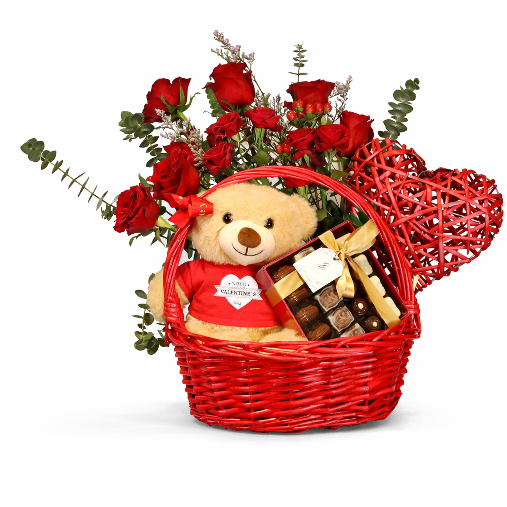 Valentine Teddy & Chocolate Love Basket