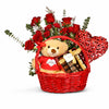 Valentine Teddy & Chocolate Love Basket