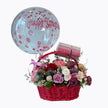 Valentine Bloom Basket with Balloon